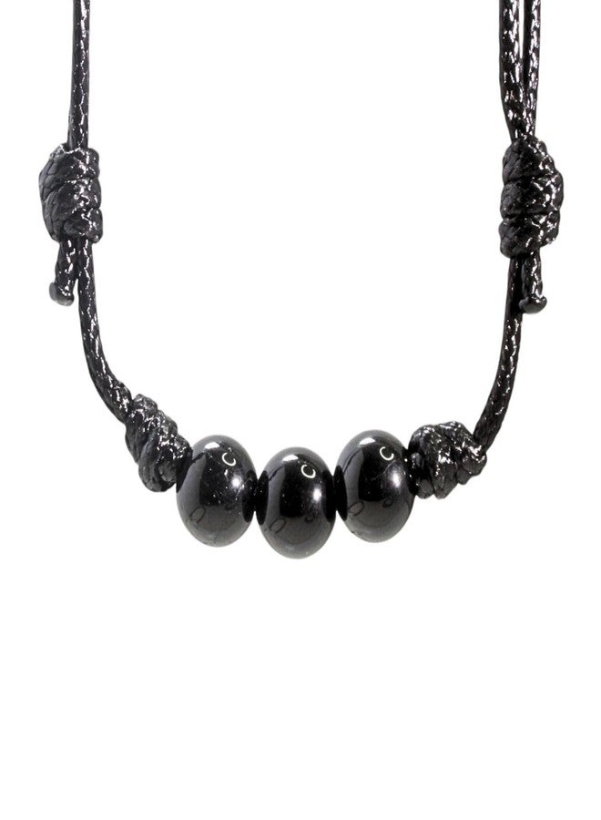 Luck Strings Tourmaline Gemstone Beads Knotted Necklace with Adjustable Wax Nylon Cord - Unisex Good Luck Beaded Crystal Choker for Men & Women Protection Jewelry - Image 1